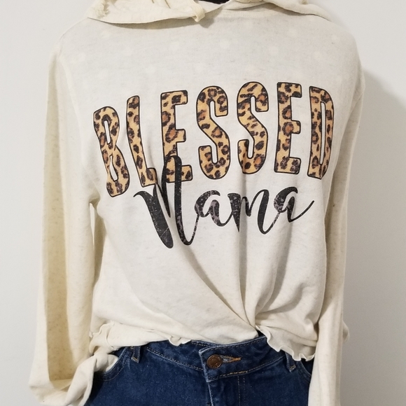 BLESSED MAMA LOGO GRAPHIC HOODIE TOP - Picture 4 of 15